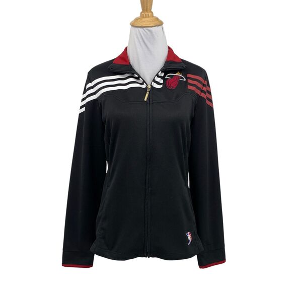 Adidas Jacket Womens S Small Black NBA Miami Heat Full Zip Basketball *READ - Picture 1 of 16